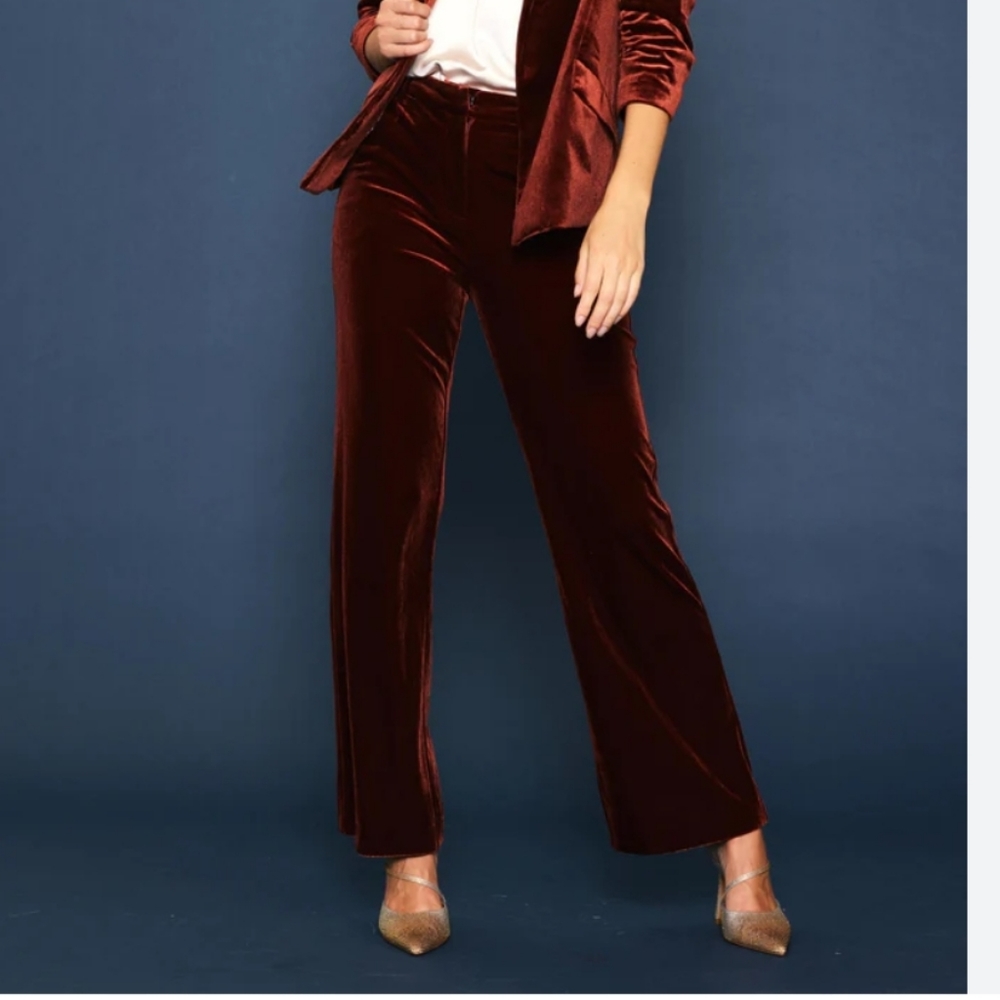 Velvet Burgundy Wide Leg Pants